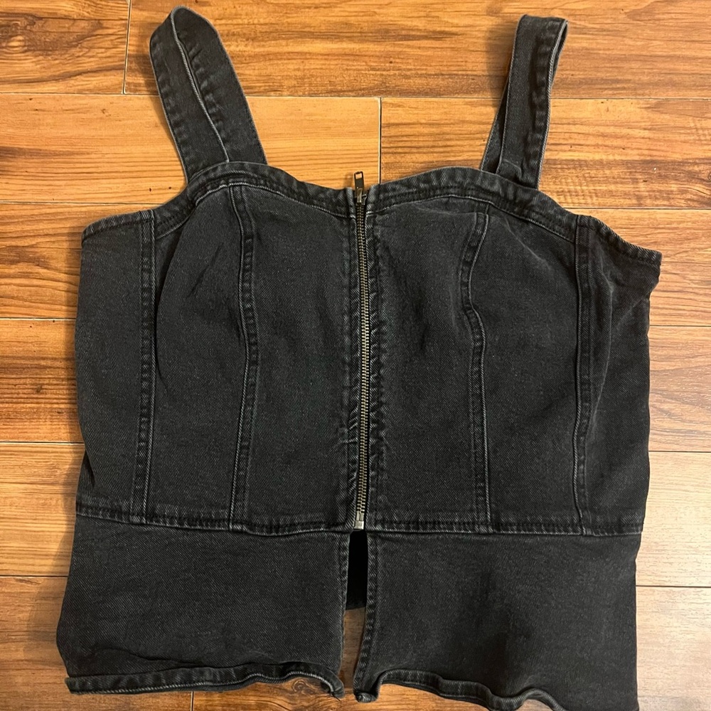 Denim zip up top